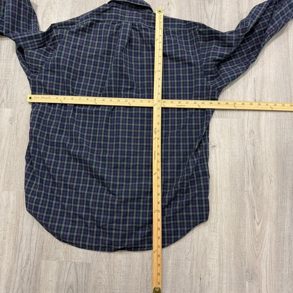 Vintage Polo Ralph Lauren Blake Shirt Men's Large Blue Green Tartan Plaid 90s